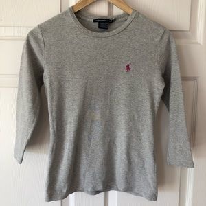 Ralph Lauren sport gray Tshirt  3/4 sleeve sizeS